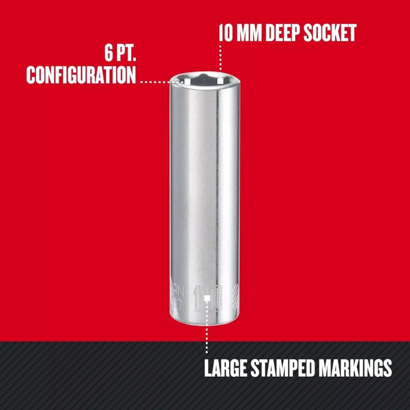 CRAFTSMAN Deep Socket Metric 1/4 Inch Drive 10mm 6 Point