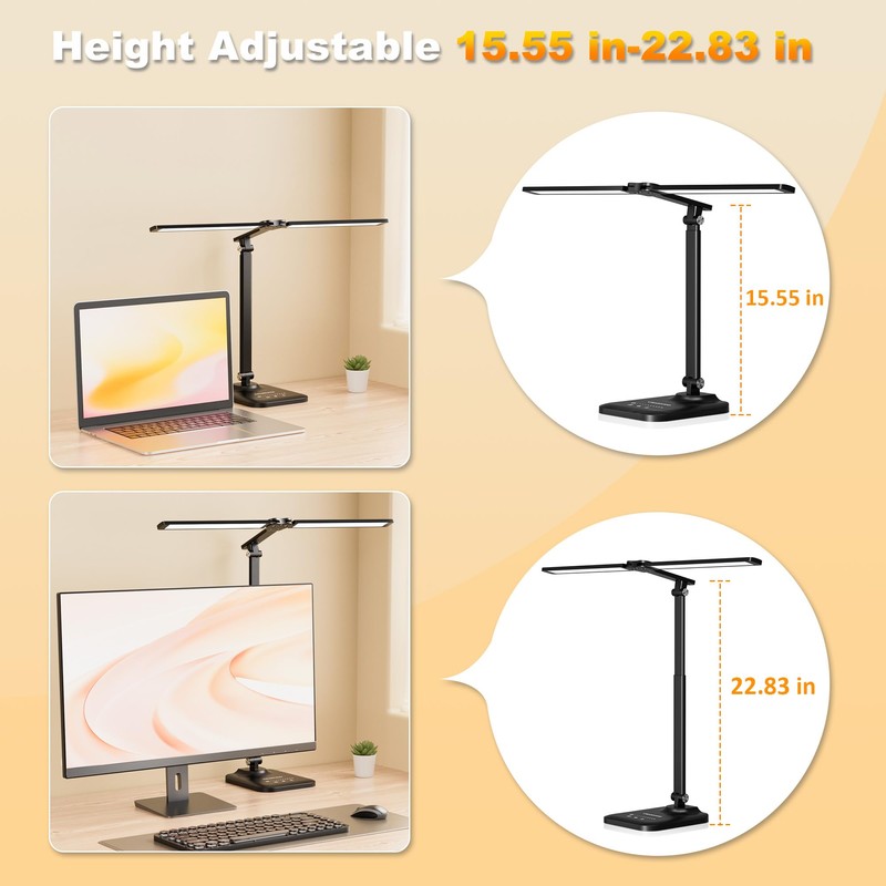CHARYJOD LED Desk Lamp for Office Home, Height Adjustable Architect