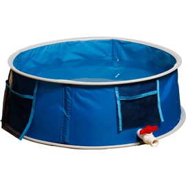 L'chic Foldable Pool Portable Pet Bath Tub|Collapsible Bathing Pool|Paddling Swimming Kiddie Pool for Small Pet|Hygenic,Convient for Fun,Water Drainge Tap,3-Second Fold, Blue, Grey (CB0001)