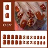 Red Press on Nails Maple Leaf Fake Nails Short Square