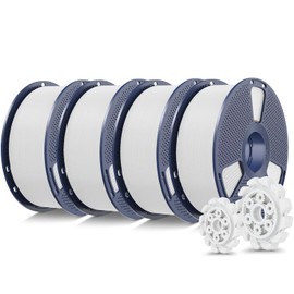 SUNLU PLA+2.0 3D Printer Filament Bundle, 4KG Upgrade PLA+ Filament 1.75mm, Tougher and Stronger, Dimensional Accuracy +/-0.02mm, 1KG per Spool, 4 Packs, 4KG Total, White