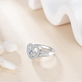 Herz-Kreuz-Ring aus 925 Sterling Silber, Glaubensringe, Reinheitsringe für Frauen, christlich.