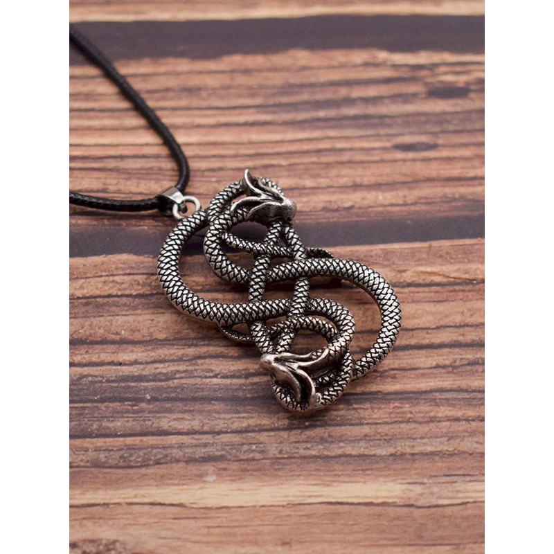 HAQUIL Loki Necklace, Viking Loki Symbol Pendant, Faux Leather Cord,