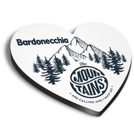1x Heart MDF Magnet 6cm - Bardonecchia Mountains Emblem Camping - Fridge Locker Office Whiteboard Toolbox #60341