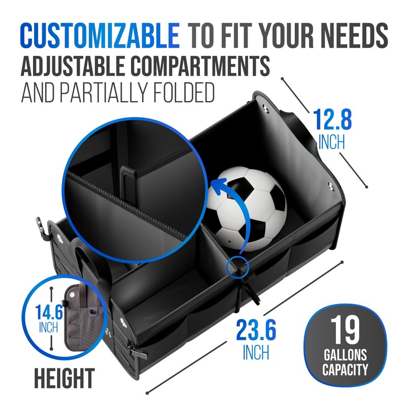 Car Trunk Organizer – Large Collapsible Storage Box with Adjustable