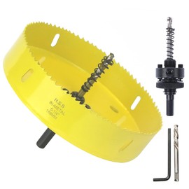 JIECHENG 6-1/4 inch Hole Saw for Wood,Soft Metal,Drywall,Plasterboard and Plywood,159mm Bi-Metal Hole Saw with Arbor Mandrel