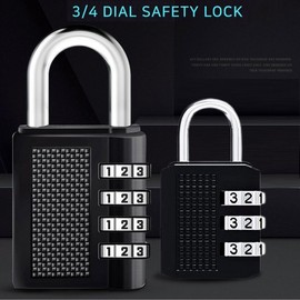 3-Digit 4-Digit Dial Combination Padlock - 3 Custom Sizes for Warehouse, Locker, Luggage, Gate - Black 3-Digit E-Small 5ea