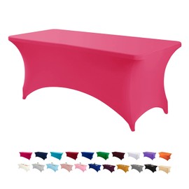 Peomeise 6FT Spandex Table Cover Rectangular Stretch Spandex Tablecloth (Hot Pink,6FT)