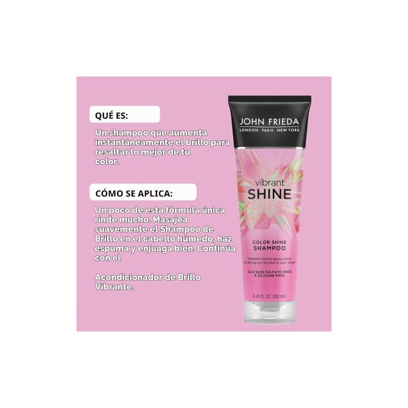 John Frieda Vibrant Shine Shampoo para añadir brillo al cabello|
