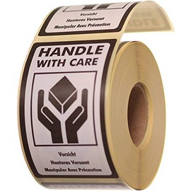 Label Planet® 500 “Handle with Care” Packaging Labels (1 Roll), Large Printed Stickers for Mailing Parcels. Multi Language 70 x 120 MM Sticky Easy Peel Parcel Postage Shipping Warning Labelling, PL02