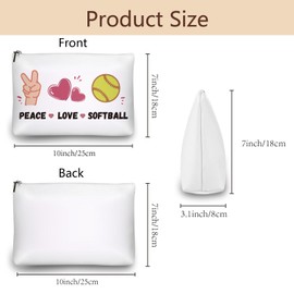 CREATCABIN Small Makeup Bag Cosmetic Bag Make Up Pouch Emergency Kit Bag Vegan Leather Portable Travel Period Sport Toiletry Large Capacity with Zipper for Women Wife Vacation 7x10 Inch Softball