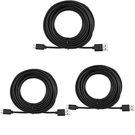 Extension Cable Black Replacement for Yi Camera, Wyze Cam Pan V2 V3, Blink Mini, NestCam Micro USB Cord 25ft Long (3-Pack)