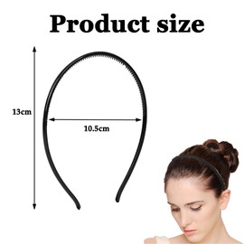 4Pcs Black Plastic Headbands,Non-Slip and Durable Sports Fashion Headband Accessories,Black Hair Hoop with Teeth Daily Wear Unisex Sport Fashion Hair Band Accessories for Women and Men