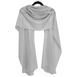 GFM® Ladies Sparkly Evening Wedding Scarf Shawl - White with SIlver - (Size: L:200CM x W:100CM)(AG)(EXC)(X17-SFDCH)