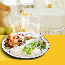 TEERFU 304 Stainless Steel Divided Plate: Set of 2 Mess Food Trays 3 Section Dinner Plate,Great for Camping, Adult Lunch and Dinner or Every Day Use