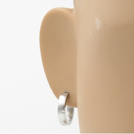 Stainless Steel Curved Face Round Hoop Earrings Brush Silver Color 18mm