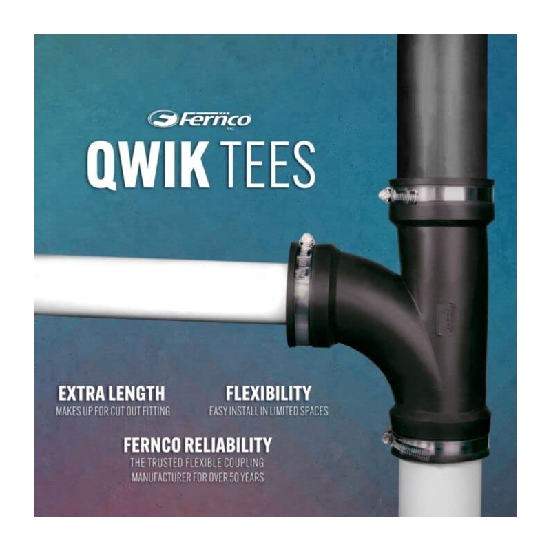Fernco 2" Flexible PVC Tee Includes Optional 1.5" Reducer Bushing