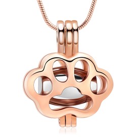 QGJNSGC Pet Cremation Jewellery for Ashes for Dogs Cats Paw Print Memorial Locket Urn Necklace with Mini Case Keepsake Cremation Jewellery for Women / Men, Stainless Steel, No Gemstone