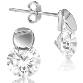 Leisha Stud Earrings 925 Silver with Crystals (Gold, Rose Gold, Platinum) - Luxurious Earrings Silver 925 - Nickel-Free Earrings - Stud Earrings in Gift Box, Sterling Silver