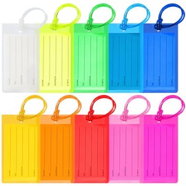 10 Pack Luggage Tags for Suitcases, Airplane Travel Essentials for Flying, International Travel Must Haves, and Luggage Accessories by Sodsay