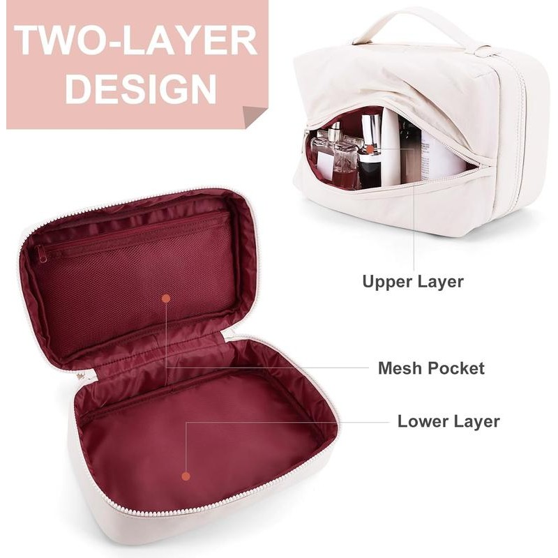 Juoxeepy Puffy Makeup Bag 2 Layer Cosmetic Bag for Travel