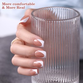 Jsiallye Brown Deep French Tip Press On Nails, 150Pcs Short Square 4 in 1 Nail Tips, Pre-shaped False Nails,Acrylic Soft Gel Nail Tips,No Need to File Fake Nails for Nail Art DIY