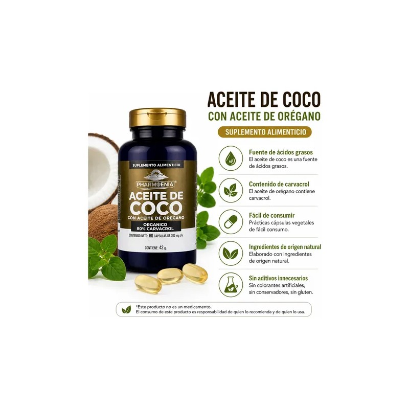Capsulas De Aceite De Coco Con Aceite De Oregano 60
