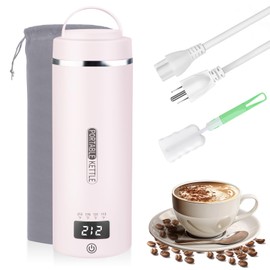 Travel Electric Water Kettle Protable Small Water Boiler 550ml Tea Heater with 4 Temperature（Pink）