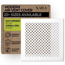SABA Home Decor Air Vent Cover Grille - Acrylic Plexiglass Return and Register White Finish Decorative Covers for Walls & Ceilings NOT for Floors, Giovanna (10"x10" Duct (12"x12" Overall) Silicone)