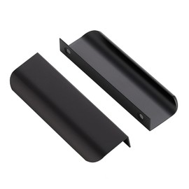 Ravinte 30 Pack Finger Pulls for Cabinets 96mm/3.75in Hole Center Tab Cabinet Handle Matte Black Finger Edge Pulls Concealed Handles for Kitchen Drawer Finger Cabinet Pulls 120mm/4.72in Length