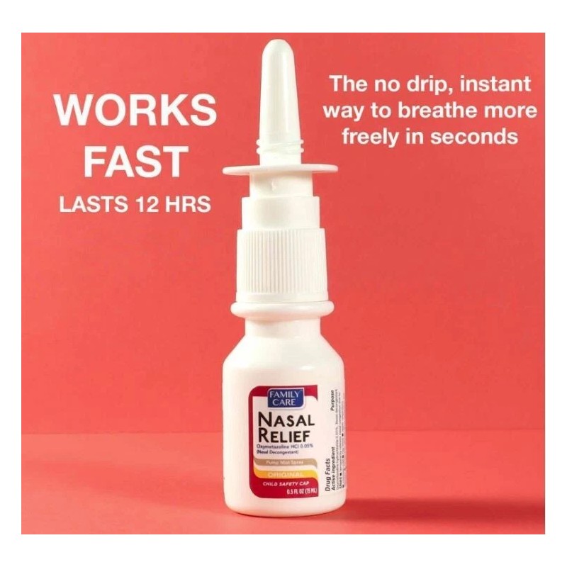 Family Care Nasal Relief 12 Hour Pump Mist Spray Oxymetazoline