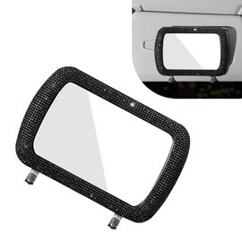getfay 1 PC Bling Car Sun Visor Mirror, 6.6" x 4.92" Rhinestone Fashion Decoration + HD Makeup Mirror, Non-Destructive Clip-on, Universal for Cars Interior Accessories (Black)