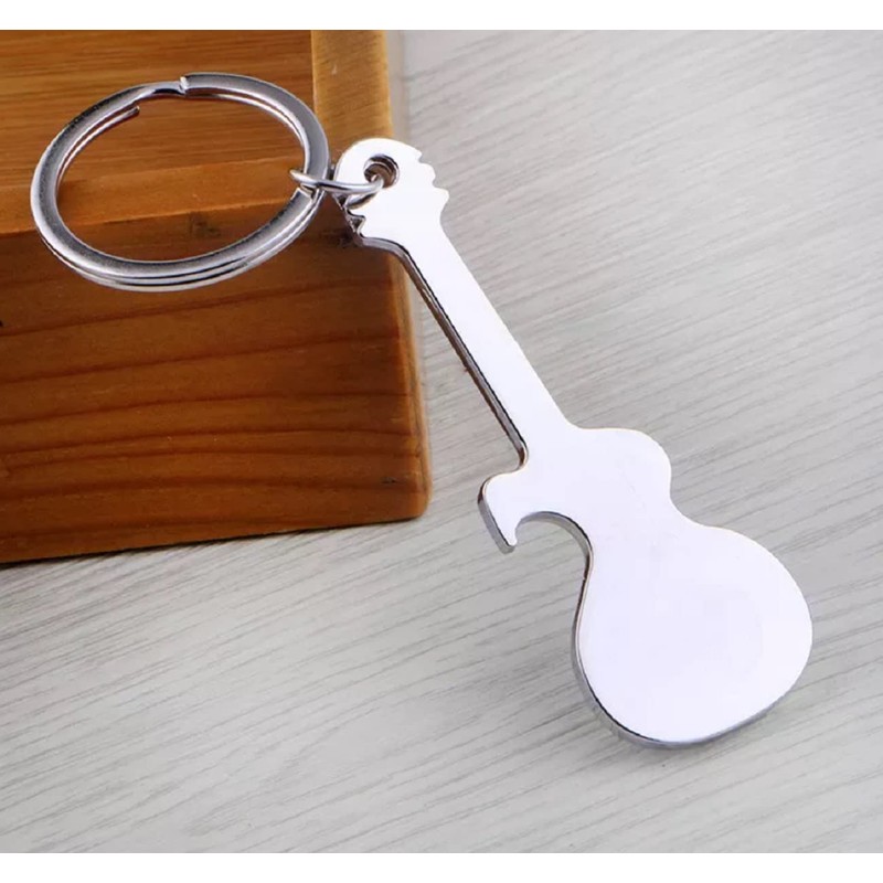 Sportigo ® Guitar Keyring with Bottle Opener in Silver /