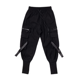 Niepce Inc Streetwear Men Techwear Pants with Straps (Black7, XX-Large)