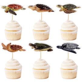 24PCS Sea Turtles Cupcake Toppers Ocean Sea Theme Baby Shower Boy Girl Party Birthday Decorations Under the Sea Animal Underwater World Baby Shower Party Supplies Decorations