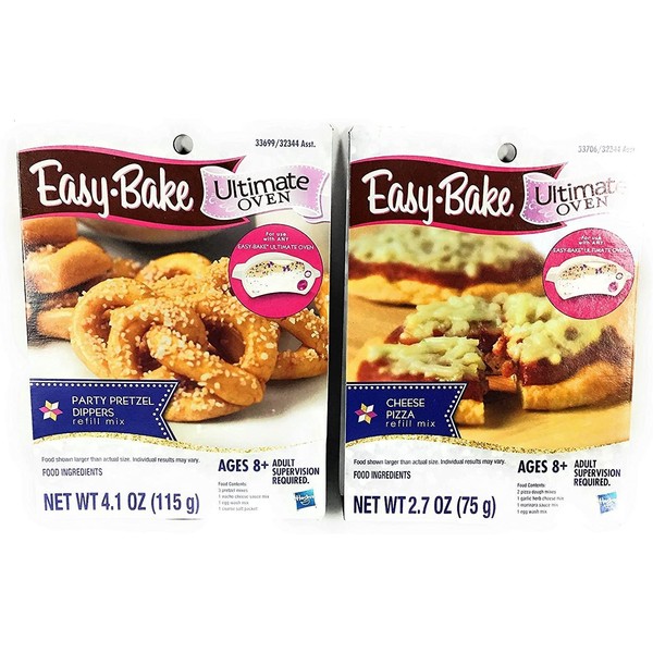 Ultimate Easy Bake Oven Party Pretzel Dippsers and Cheese Pizza Refill Mixes Bundle Set of 2 Refills