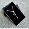 Handmade 925 Sterling Silver Key Pendant Necklace Clear Cubic Zirconia