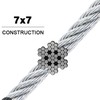 Black Powder Coated Galvanized Wire Rope 1/16" 7x7-1000 ft Reel