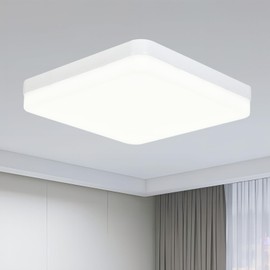 ASHUAQI LED Ceiling Light, 36 W 4000 K 4500 LM Super Bright Neutral White IP44 Waterproof Ceiling Light Bathroom Square Lamp for Bedroom Hallway Kitchen Living Room Balcony Diameter 23 cm