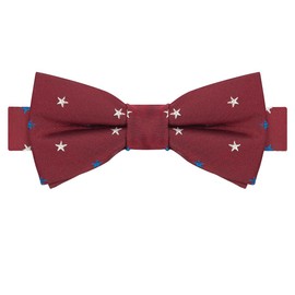 KissTies Boys Patriotic Pre-tied Bowtie Silk US Red Stars 4th Of July Bow Ties