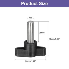 uxcell 2Pcs Clamping Screw Knob, M8 x 25mm Metric 304 Stainless Steel T Shaped Thumb Screws Handle for Quick Remove Hand Tightening Knob Replacement