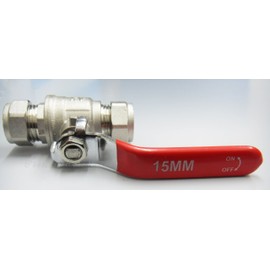 RED Lever Full BORE Isolation Action Ball Valve Compression in Sizes (15MM/22MM/28MM) (15MM)