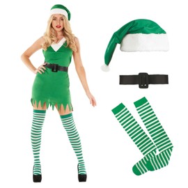 Fun Shack Elf Costume Adult Women, Christmas Fancy Dress, Christmas Outfits for Women, Womens Elf Outfit, Adult Elf Costume, Large