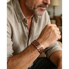 Copper Bracelet for Men, 99.99% Pure Copper Jewelry Cross Magnetic Bracelet with 4X Ultra Strength 3800 Gauss Magnets & Adjustable Sizing Tool
