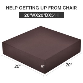 HAVARGO Recliner Cushions for Elderly 20x20x5 in Extra Large Thick Square Chair Cushion Non-Slip Recliner Risers Brown 1P