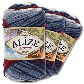 Alize 3 x 100 g Burcum Batik Premium Wool 100% Acrylic 29 Colours Gradient Accents (2978)