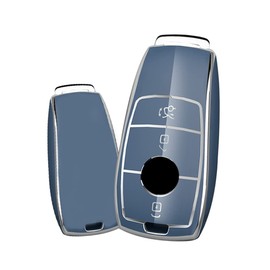 HIBEYO HIBEYO Intelligente Autoschlssel Hlle passt fr Mercedes Schlsselhlle Schutzhlle fr Benz A C S E Klasse E200L AMG GLC CLA CLS Schlsseletui Silikonhlle Schlsselbox-Silber Grau