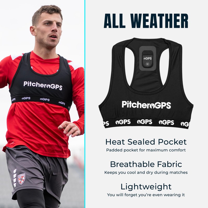 PitcheroGPS Player Vest Player Tracker, High-performance Fabric with Secure Tracker