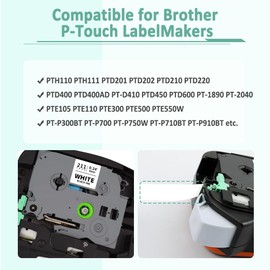 Topcolor 6-Pack Tze 6mm 0.23" Label Tape Compatible for Brother P Touch Label Tape 6mm Laminated Tze211 Tze111 Tze411 Tze511 Tze611 Tze711 TZ Tape 1/4" for PTD220 PTH100 PTH110 PTD202 PTD210 PTD600