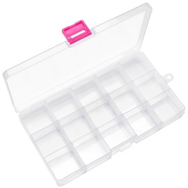 IOOLEEM 15 Grids Plastic Bead Organizer Box, Organizer Container Storage Box, Dividers for bead arts and crafts.
